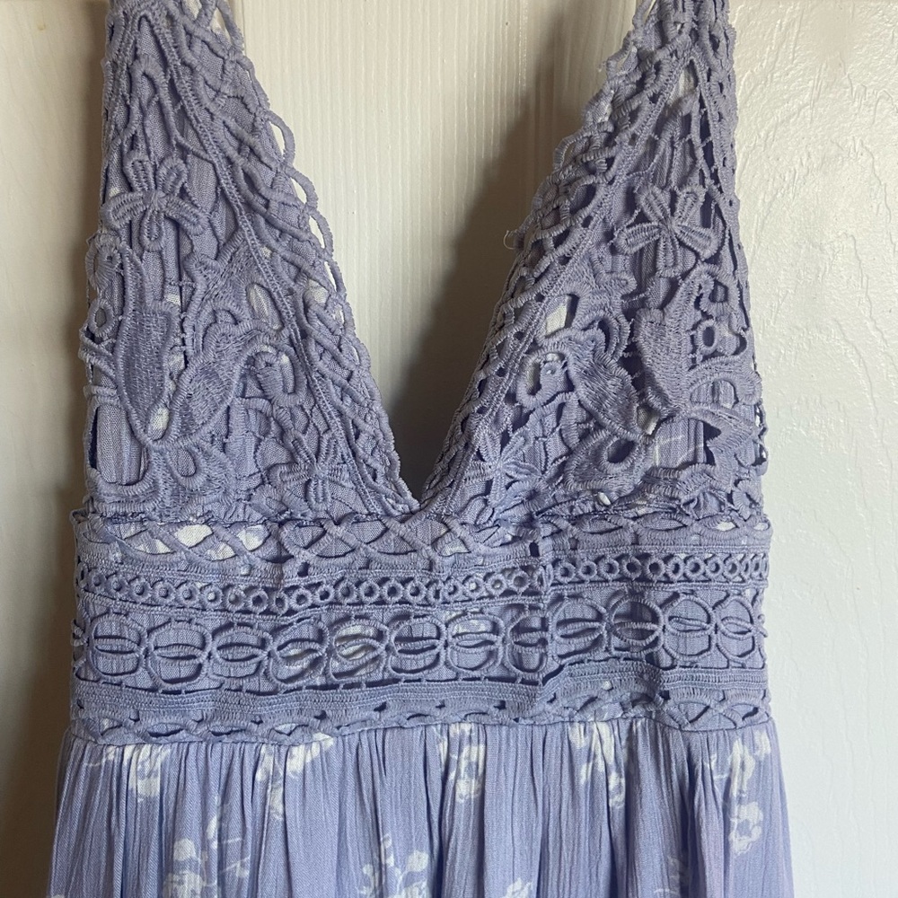 Lavender spaghetti strap dress with open back